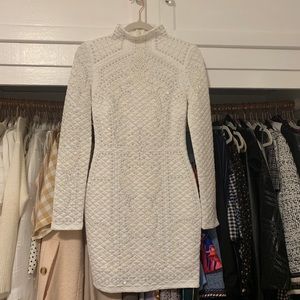 Mock neck quilted long sleeve dress